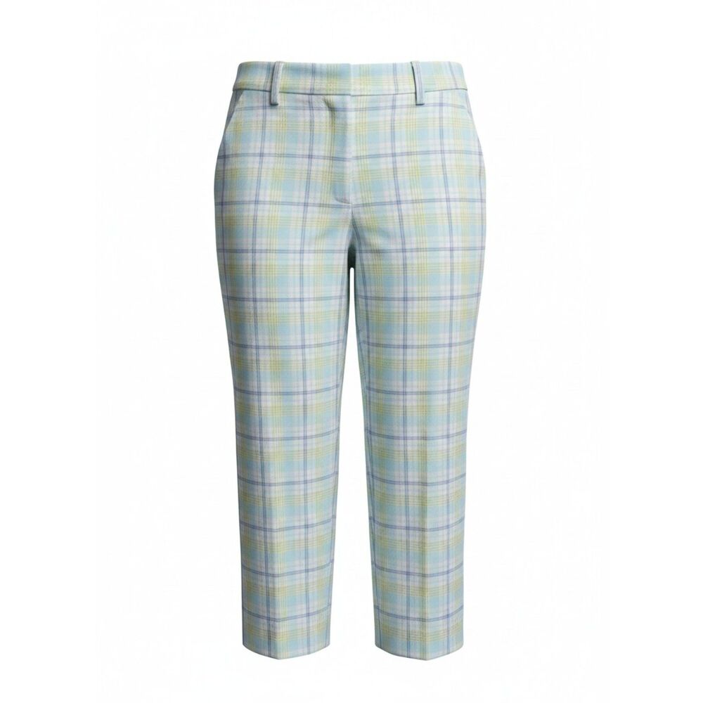 Talbots Blue Green Madras Plaid Capri Pants 8P
